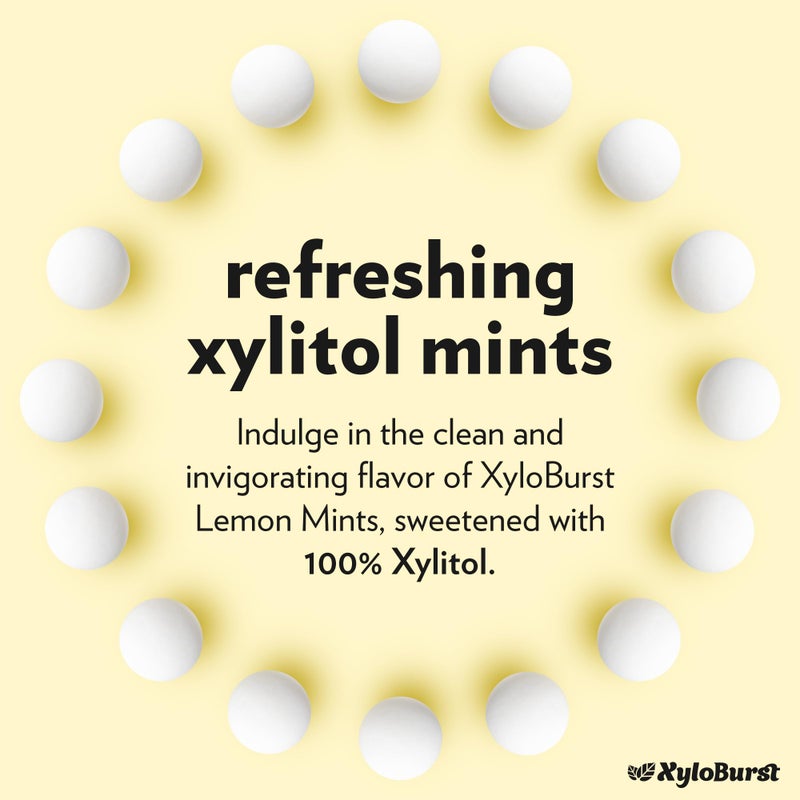 XyloBurst - Xylitol Mints | Sugar Free Breath for Oral Health | Gluten Free, Vegan, Keto Friendly | Aspartame Free Mint | Lemon | 200 Count Jar, 3-Pack - Image 4